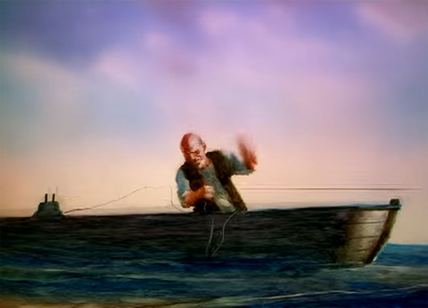 Fotograma extret de la pel·lícula 'El vell i la mar' (1999), d'Aleksandr Petrov/-40 Fotograma extret de la pel·lícula 'El vell i la mar' (1999), d'Aleksandr Petrov/-40