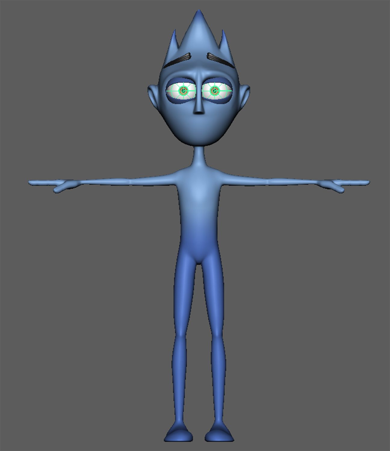 Captura de pantalla d'un personatge en la fase de modelat 3D Captura de pantalla d'un personatge en la fase de modelat 3D