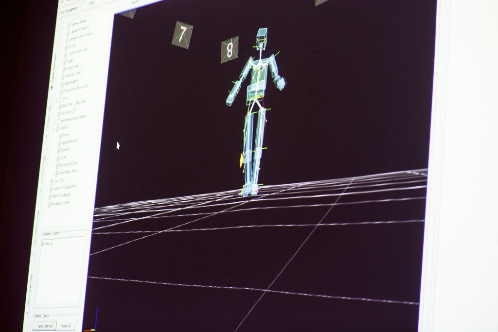 Esquelet en 3D al qual se li apliquen les coordenades obtingudes amb la captura de moviment. Font: Billie Grace Ward (Flickr)/0 Esquelet en 3D al qual se li apliquen les coordenades obtingudes amb la captura de moviment. Font: Billie Grace Ward (Flickr)/0