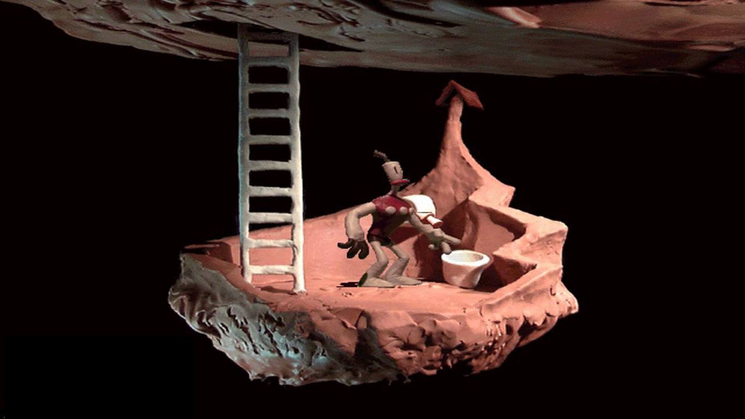 Captura de pantalla del videojoc 'The Neverhood', fet amb 'clay animation'. .