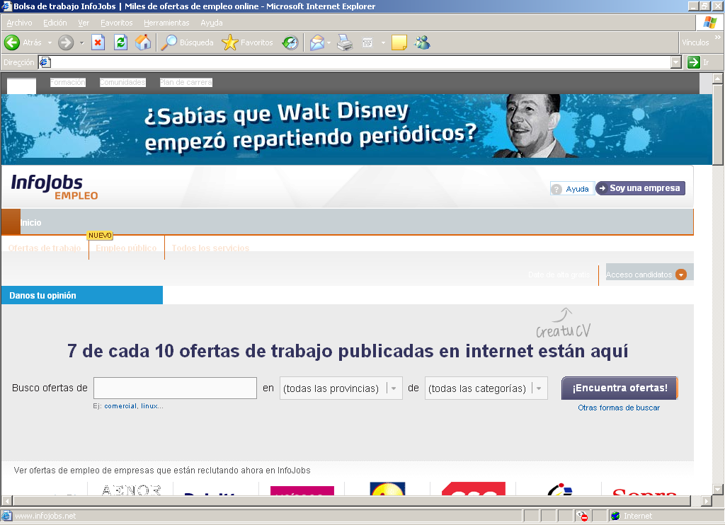 Pàgina d'inici d' Infojobs/-50