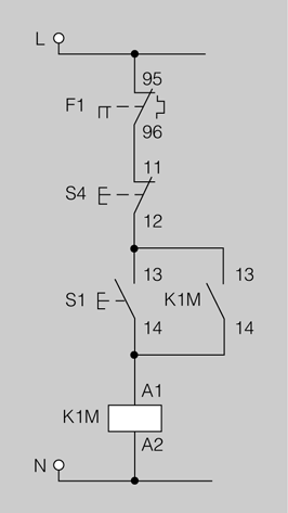  Un relé tèrmic que ha de desconnectar un contactor ho faria amb el seu contacte NC en sèrie amb un polsador NC.
