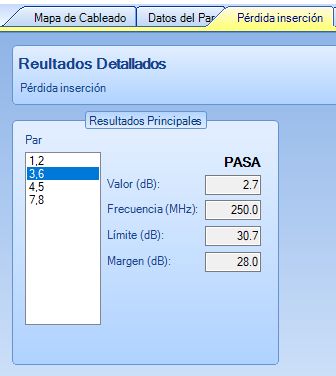 El certificador no mostra directament el resultat de l'atenuació, sinó que indica el marge que hi ha fins que el resultat no superi la prova. .