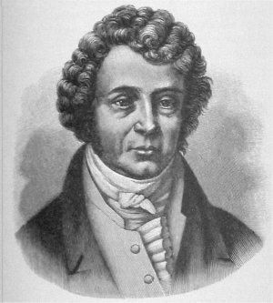 André-Marie Ampère (1775-1836), a més de ser un matemàtic precoç, va descriure el comportament del corrent elèctric i els fenòmens associats a l'electromagnetisme en diverses obres entre el 1822 i el 1826, per la qual cosa se'l considera també, juntament amb el danès Hans Oersted (1777-1851), el descobridor de l'electromagnetisme. Retrat.