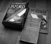 A dictionary, a grammar book and a textbook A dictionary, a grammar book and a textbook