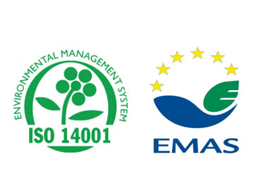 Logotips ISO i EMAS, referents a normativa mediambiental.
