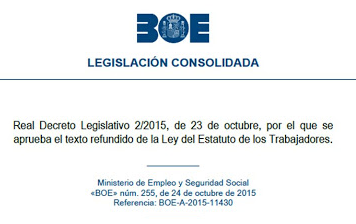 L'any 2015 es va aprovar el text refós de la Llei de l'Estatut dels treballadors, que regula les relacions entre els professionals per compte d'altri i les empreses.