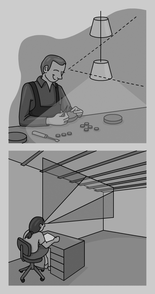 Les lluminàries s'han d'apantallar si han de ser vistes en angles inferiors a 45°. Les lluminàries s'han d'apantallar si han de ser vistes en angles inferiors a 45°.