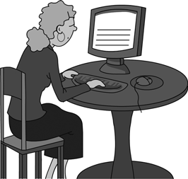 Una dona escrivint amb un ordinador.