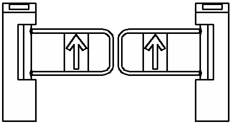 Porta oscil·lant d'accés a la sala de vendes Porta oscil·lant d'accés a la sala de vendes