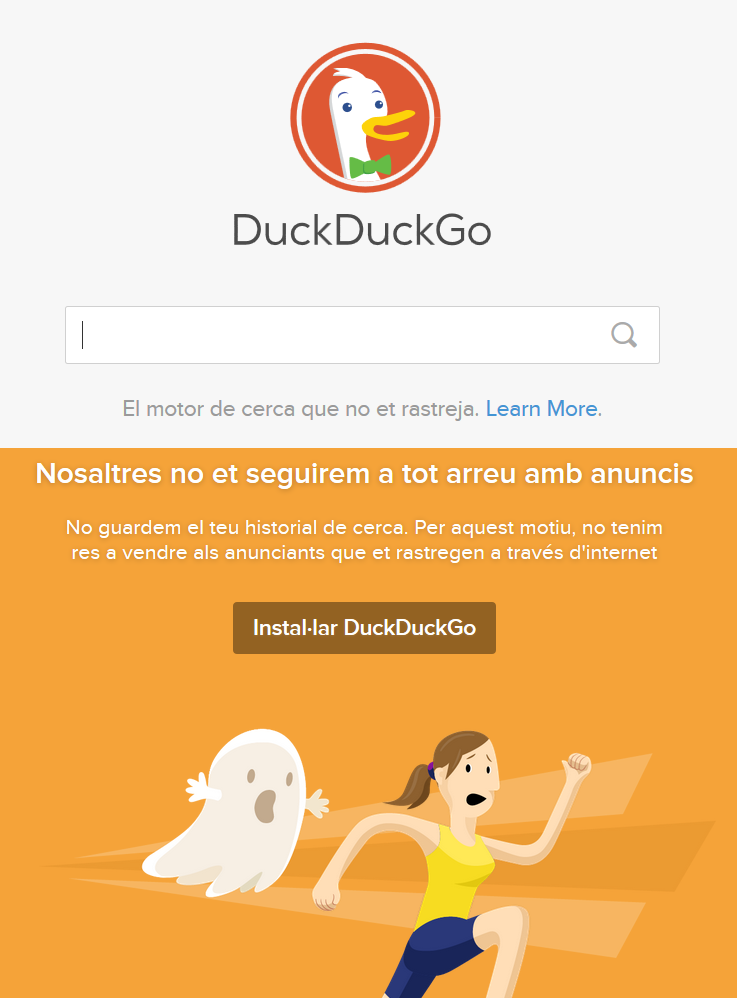 Captura de pantalla del cercador DuckDuckGo, que no recopila ni comparteix la informació. Això fa que la cerca sigui la mateixa per a qualsevol usuari./-35