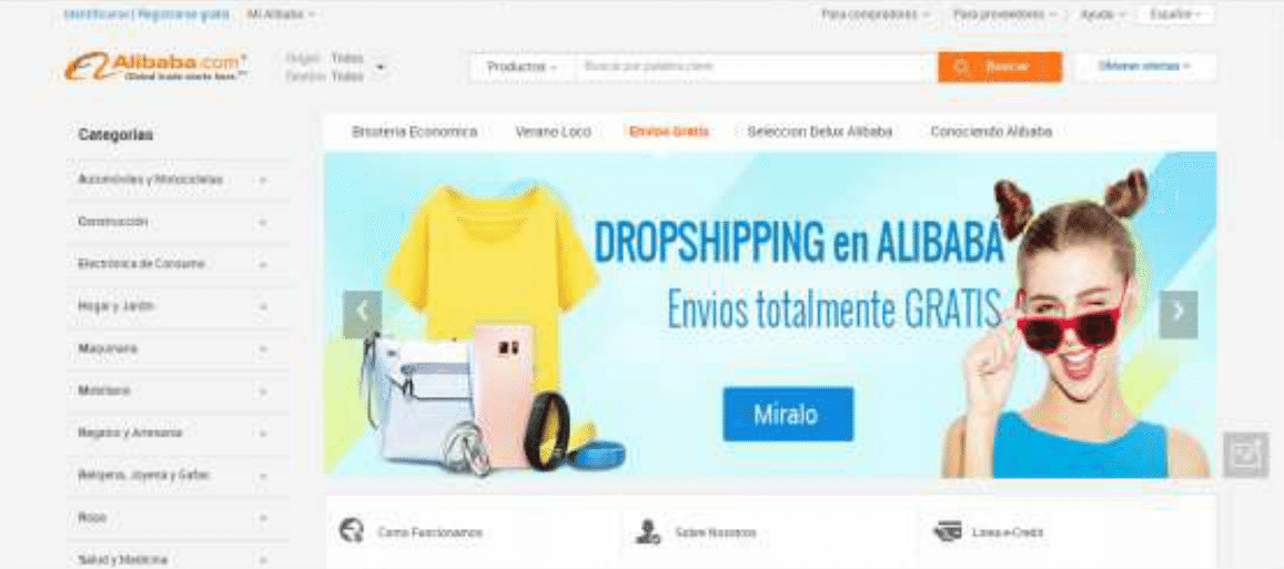 Pàgina d'inici d'Alibaba, iniciativa empresarial que està entrant amb força en el mercat occidental (www.spanish.alibaba.com).